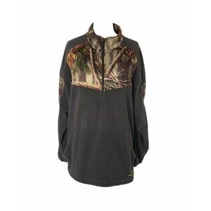 Huntsworth Men’s Fleece Sweatshirt Grey and Camo 1/2 Zip Pullover Size XXL